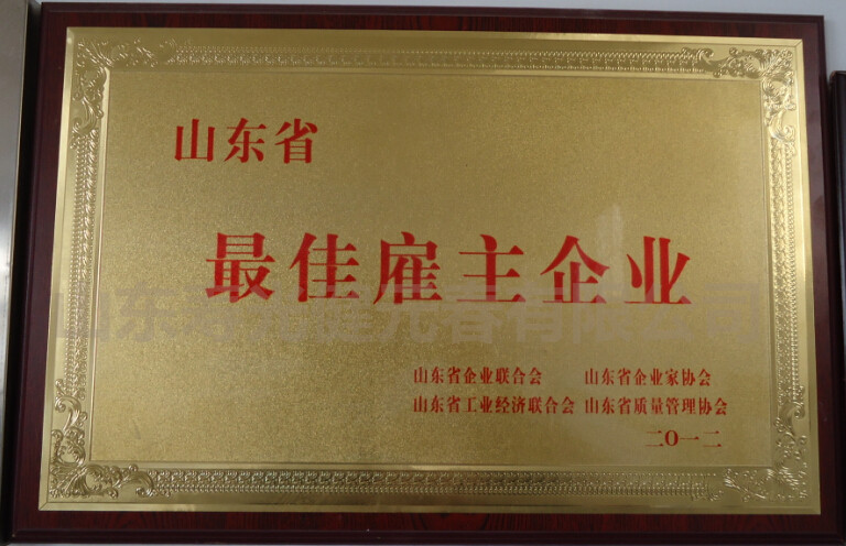2012年被评为山东省最佳雇主企业